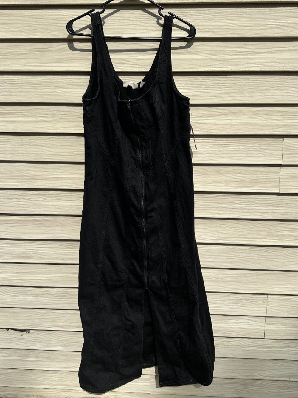 Black Denim Zip-Up Dress